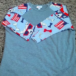 Lularoe "freedom" kids raglan tee